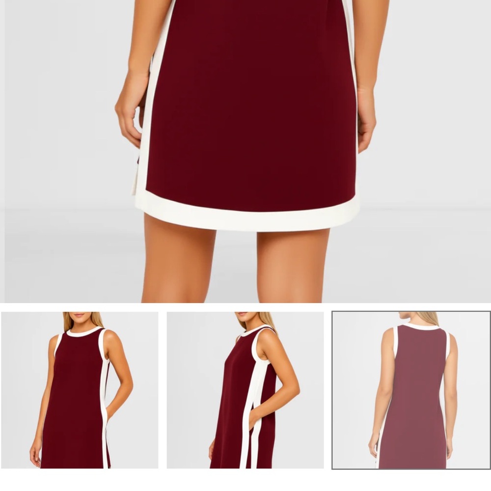 Elegant Burgundy and White Mini Dress